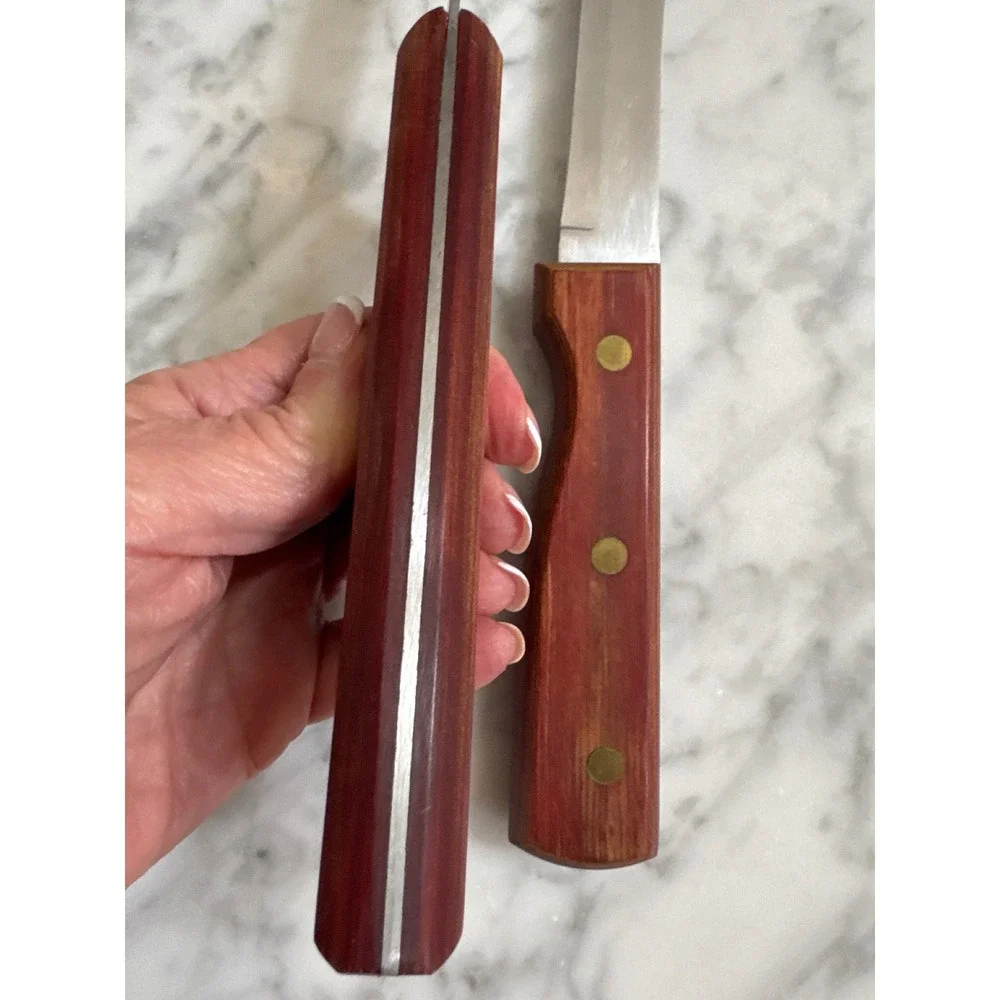 Tramontina Brazil Inox Stainless Steel Slicer Utility Knife Set Wood Handle 2pc
